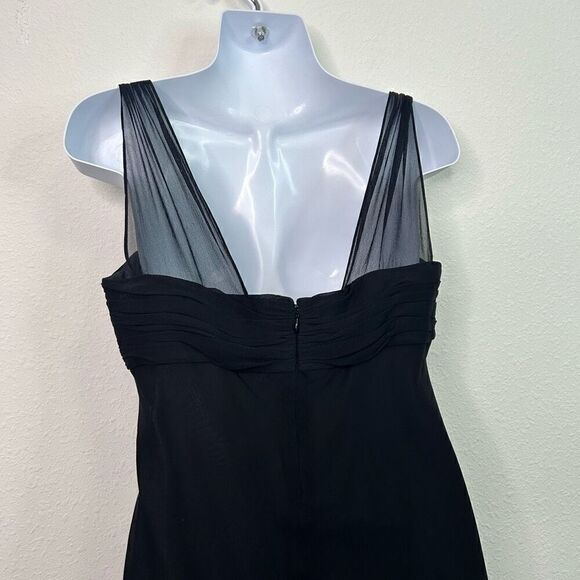 Vintage Jones New York NWT 100% Silk Black V Neck Sleeveless Midi Dress Sz 8 Y2K - Picture 6 of 13